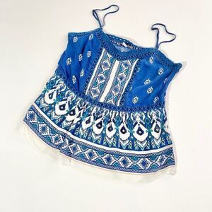 Ella Moss Ikat crochet tank with adjustable strap